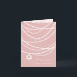 Pink Bat Mitzvah Sparkles Star Of David Photo Thank You Card<br><div class="desc">Pink Bat Mitzvah Sparkles Star Of David Religious Thank You Folded Card For Girls. This modern and stylish religious thank you folded card features chic sparkling ornamental strings of light draping on the front embellished with a simple star of david icon. There are many colour variations of this design available...</div>
