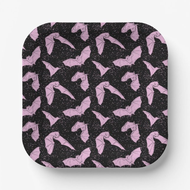 Pink Bat Paper Plates (Front)