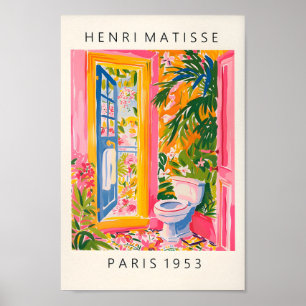 Pink Bathroom Wall Art, Funny Toilet Poster, Mid C Poster