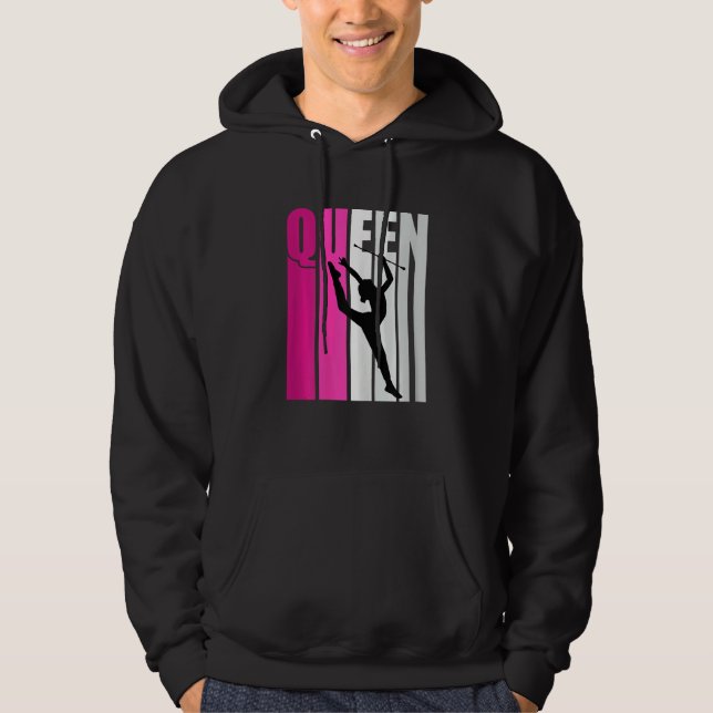 Pink Baton Twirling Gymnast Queen Gymnastics Daugh Hoodie (Front)