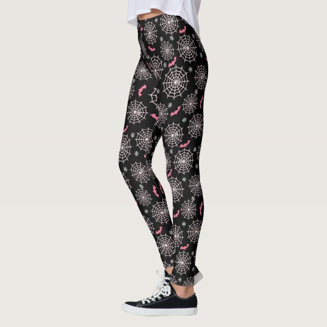 Pink Bats And Spider Webs Leggings (Left)