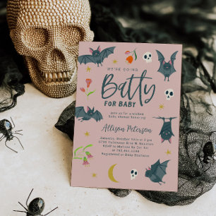 Pink Bats Batty for Baby Shower Invitation