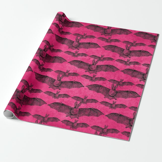 Pink Bats wrapping paper (Unrolled)