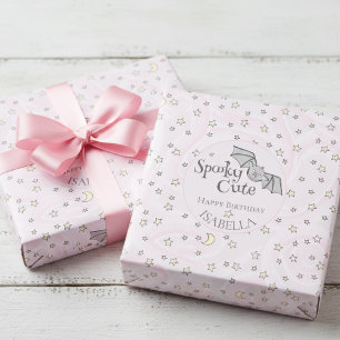 Pink Batty, Stars & Moons Spooky Cute Wrapping Paper