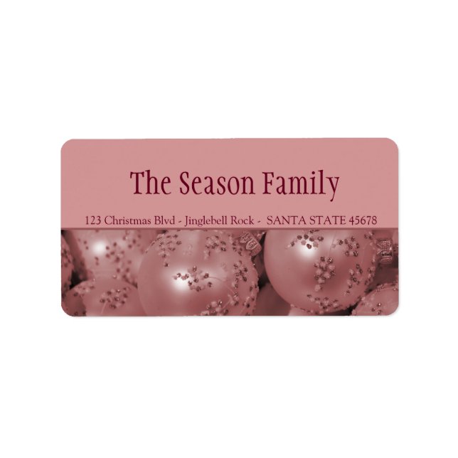 Pink baubles Christmas address Label (Front)