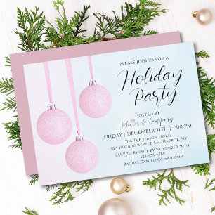 Pink Baubles Corporate Christmas Party Invitation
