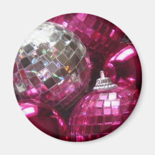 Pink Baubles fridge magnet