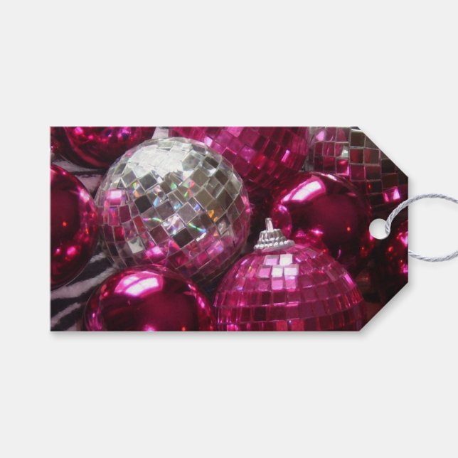 Pink Baubles gift tags (Front (Horizontal))