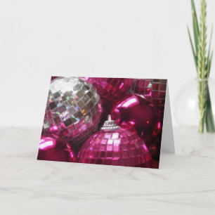 Pink Baubles 'Merry Christmas' greetings card