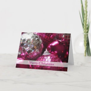 Pink Baubles 'Merry Christmas' stripe card
