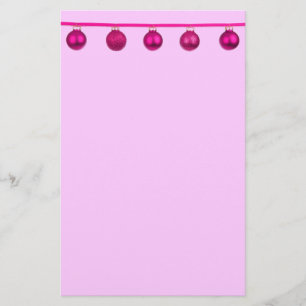 Pink Baubles on a Ribbon Christmas Stationary Stationery