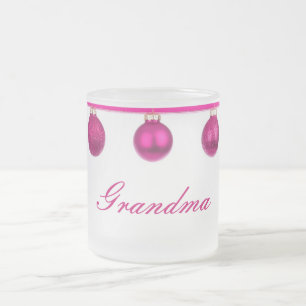 Pink Baubles on Ribbon Grandma Christmas Mug