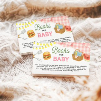 Pink BBQ Baby Shower Books for Baby Enclosure Card