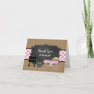 Pink BBQ thank you note, baby q thank you poem