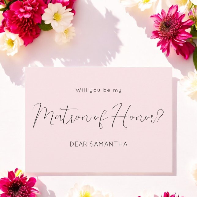Pink Be My Matron of Honour Script Invitation (Creator Uploaded)