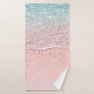 Pink Beach and Splash Wave Bath Towel