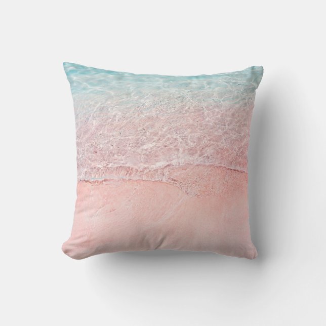 Pink Beach and Splash Wave Cushion (Front)