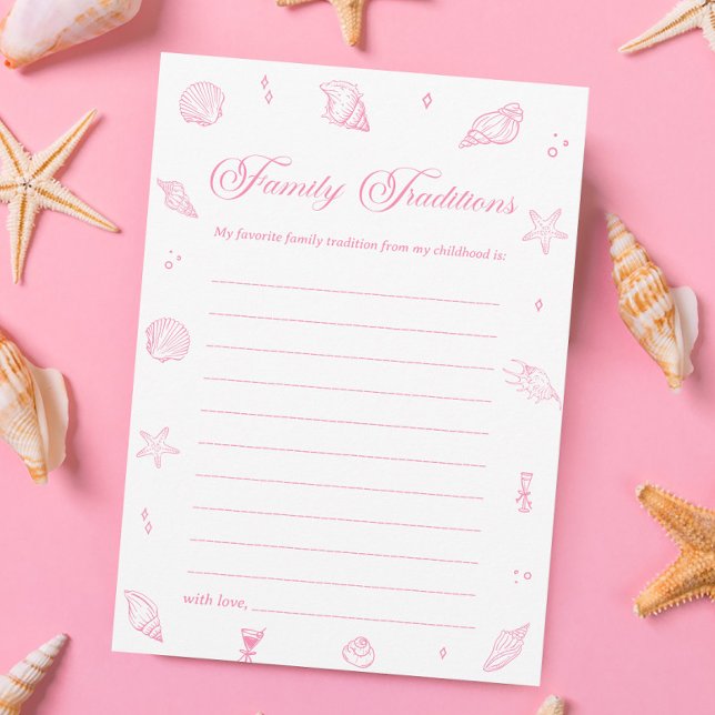 Pink Beach Baby Shower Family Traditions Game Card (Creator Uploaded)