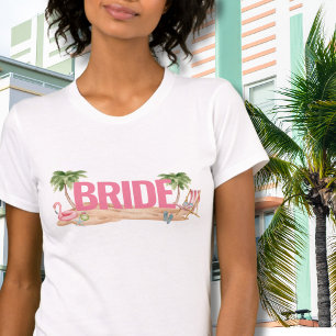 Pink Beach Bachelorette Party Bride T-Shirt