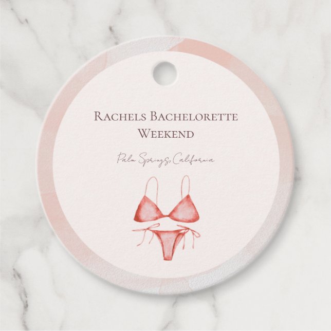 Pink Beach Bachelorette Party Favour Tag (Front)