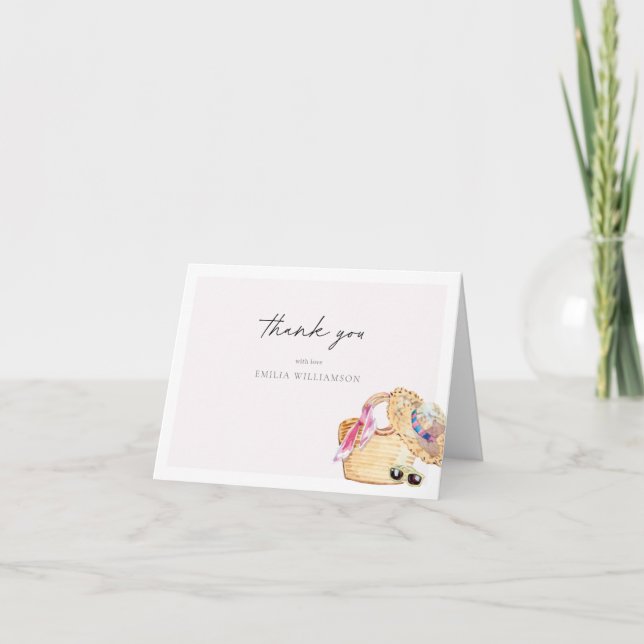Pink Beach Bachelorette Party  Thank You Card (Front)