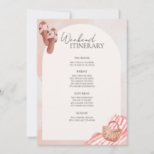 Pink Beach Bachelorette Party Weekend Itinerary Invitation
