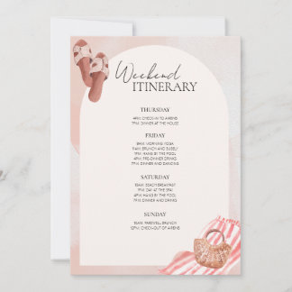 Pink Beach Bachelorette Party Weekend Itinerary Invitation