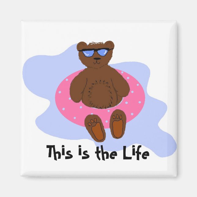 Pink Beach Bear Magnet (Front)