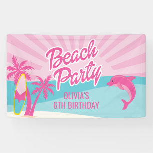 Pink Beach Birthday Poster Banner
