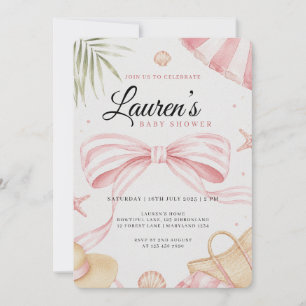 Pink Beach Bow Baby Shower Invitation