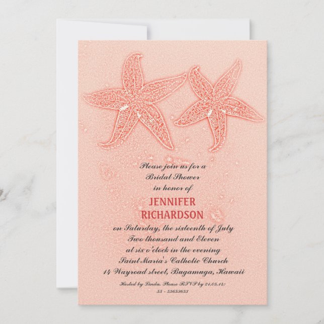 PINK BEACH BRIDAL SHOWER INVITATIONS (Front)
