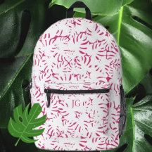 Pink Beach Coastal Tropical Leaves Backpack
