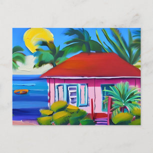 PInk Beach House   Keeping in Touch Postcard