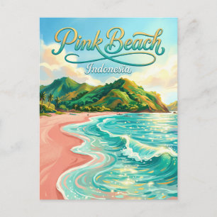 Pink Beach Indonesia Postcard