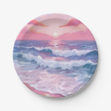 Pink Beach Ocean Shore Painted