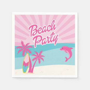 Pink Beach Palm Birthday Napkin