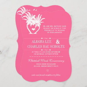 Pink Beach Palm Tree Destination Chalkboard Invitation