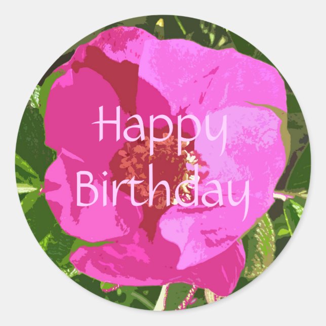 Pink Beach Rose Happy Birthday Daughter Sticker (Front)