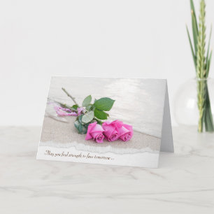 Pink Beach Roses Sympathy Card