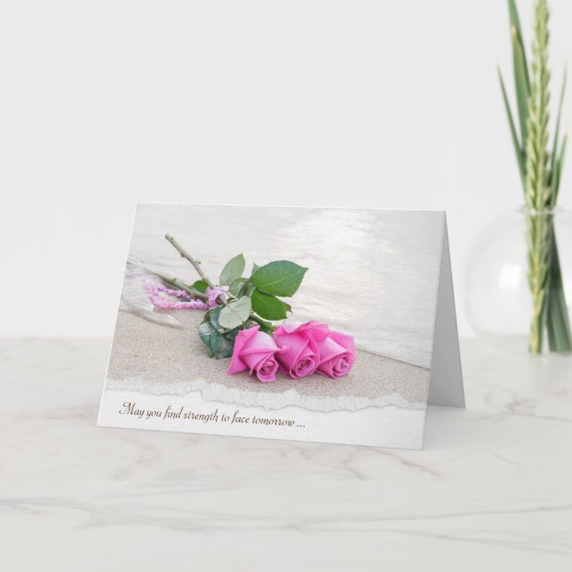 Pink Beach Roses Sympathy Card (Front)
