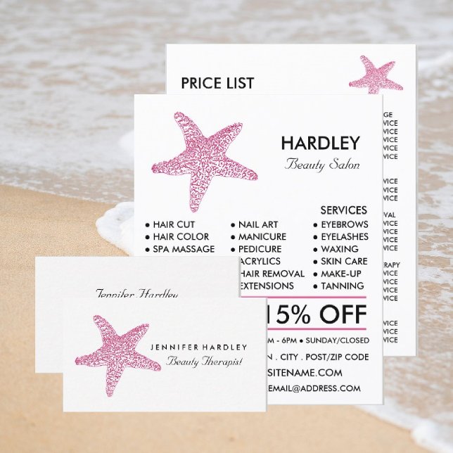 Pink Beach Starfish, Beautician, Beauty Salon Flyer (Creator Uploaded)