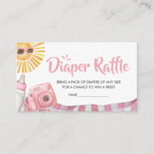 Pink Beach Summer Baby Shower Diaper Raffle