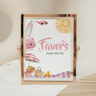 Pink Beach Summer Baby Shower Favours Poster