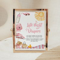 Pink Beach Summer Baby Shower Late Night Diapers