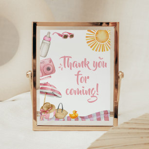 Pink Beach Summer Baby Shower Thank you for Coming Poster