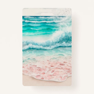 Pink beach waves ID badge
