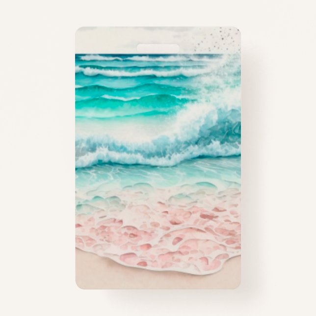 Pink beach waves ID badge (Front)