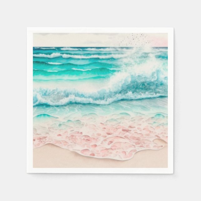 Pink beach waves napkin (Front)