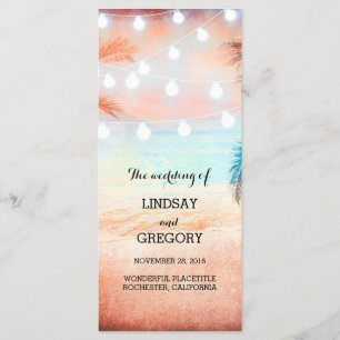 pink beach wedding programs programme