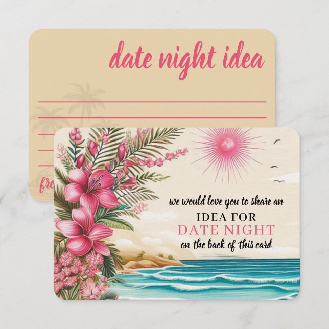 Pink Beach Wedding Shower Enclosure Card (Front/Back)